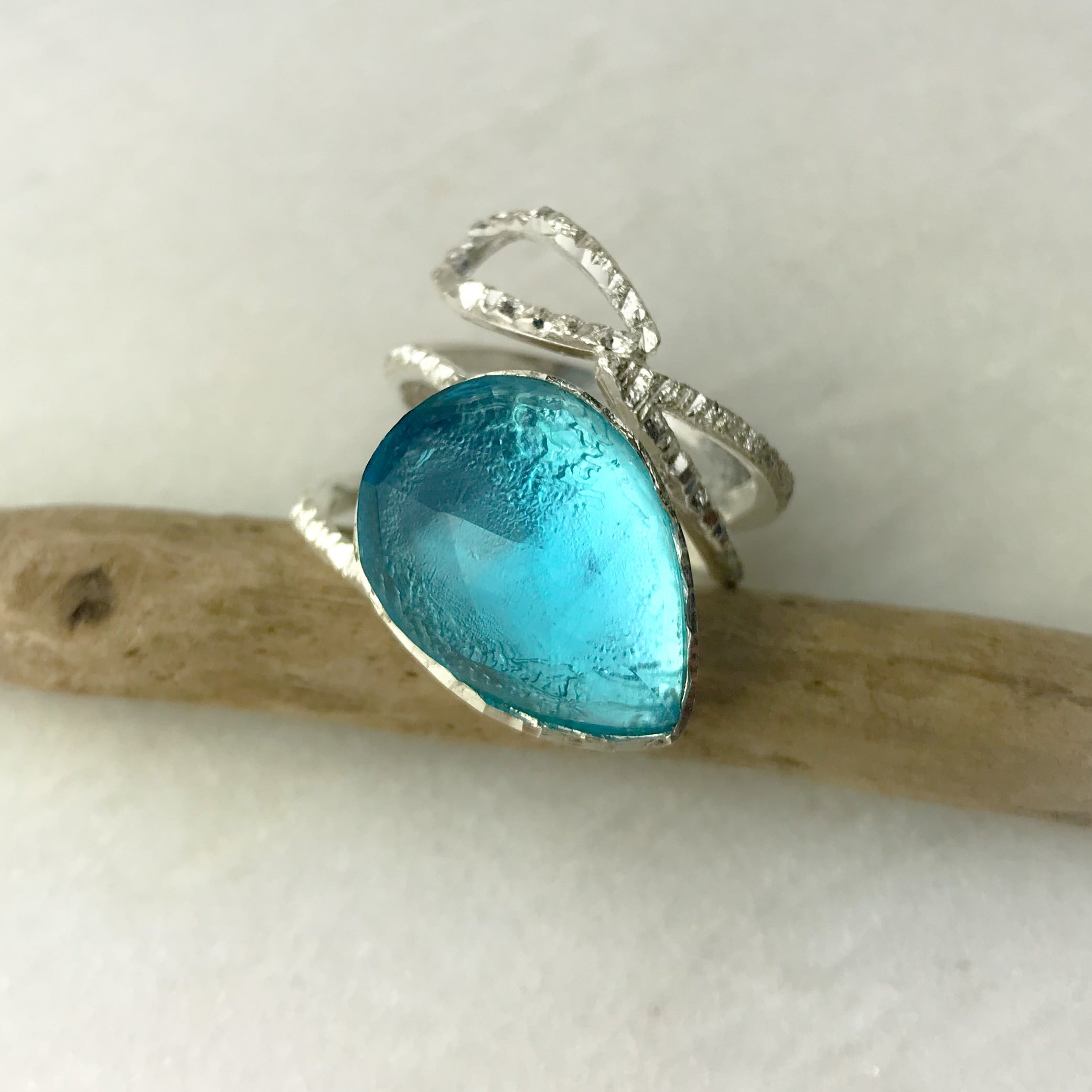 Blue Chalcedony Teardrop Ring - The Nancy Smillie Shop - Art, Jewellery & Designer Gifts Glasgow