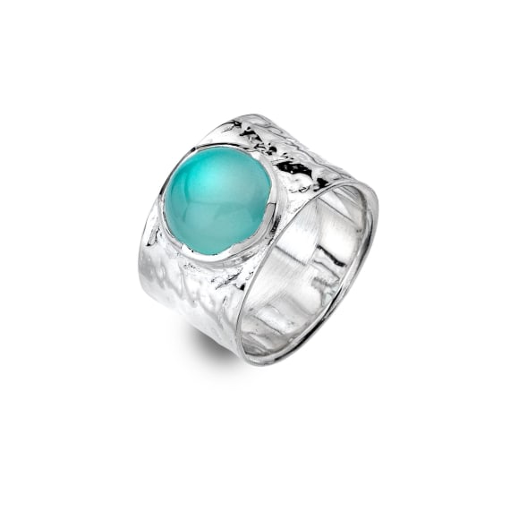 Blue Chalcedony Textured Ring - The Nancy Smillie Shop - Art, Jewellery & Designer Gifts Glasgow