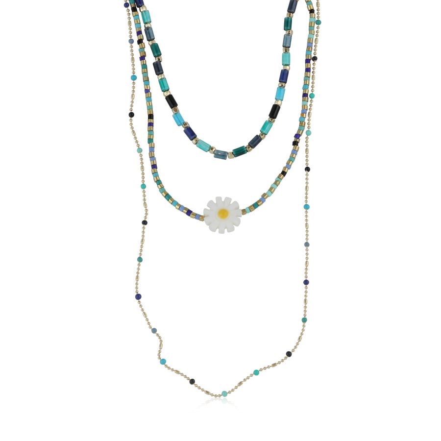 Blue Cressida Multi Row Necklace - The Nancy Smillie Shop - Art, Jewellery & Designer Gifts Glasgow