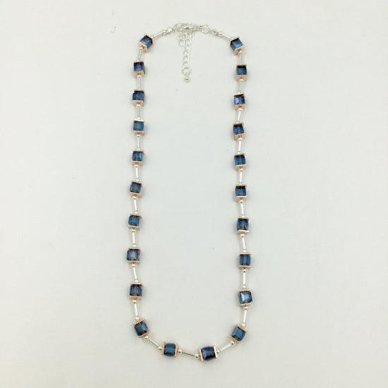 Blue Glass Cube Necklace - The Nancy Smillie Shop - Art, Jewellery & Designer Gifts Glasgow