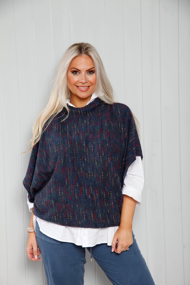 Blue Jean Fleck Cowl Neck Top - The Nancy Smillie Shop - Art, Jewellery & Designer Gifts Glasgow