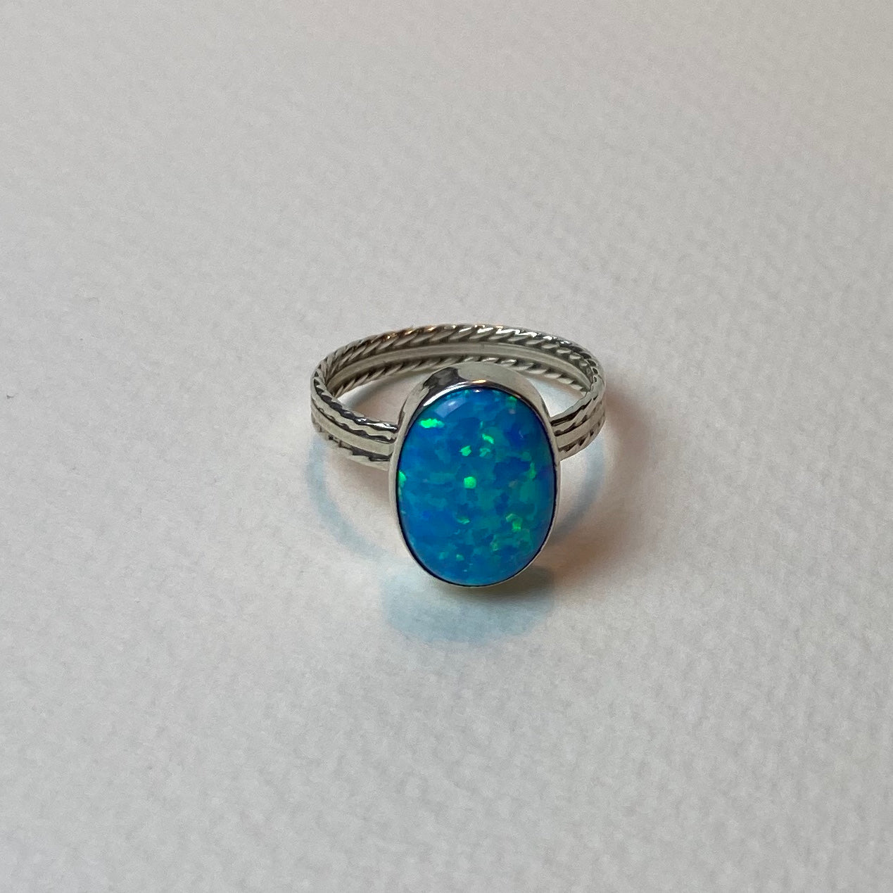 Blue Opal Oval Ring - The Nancy Smillie Shop - Art, Jewellery & Designer Gifts Glasgow