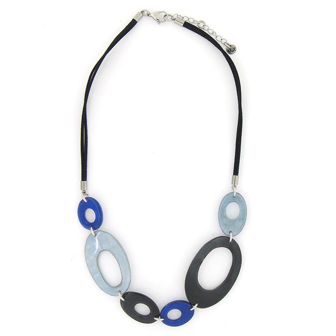 Blue Organic Ovals Necklace - The Nancy Smillie Shop - Art, Jewellery & Designer Gifts Glasgow