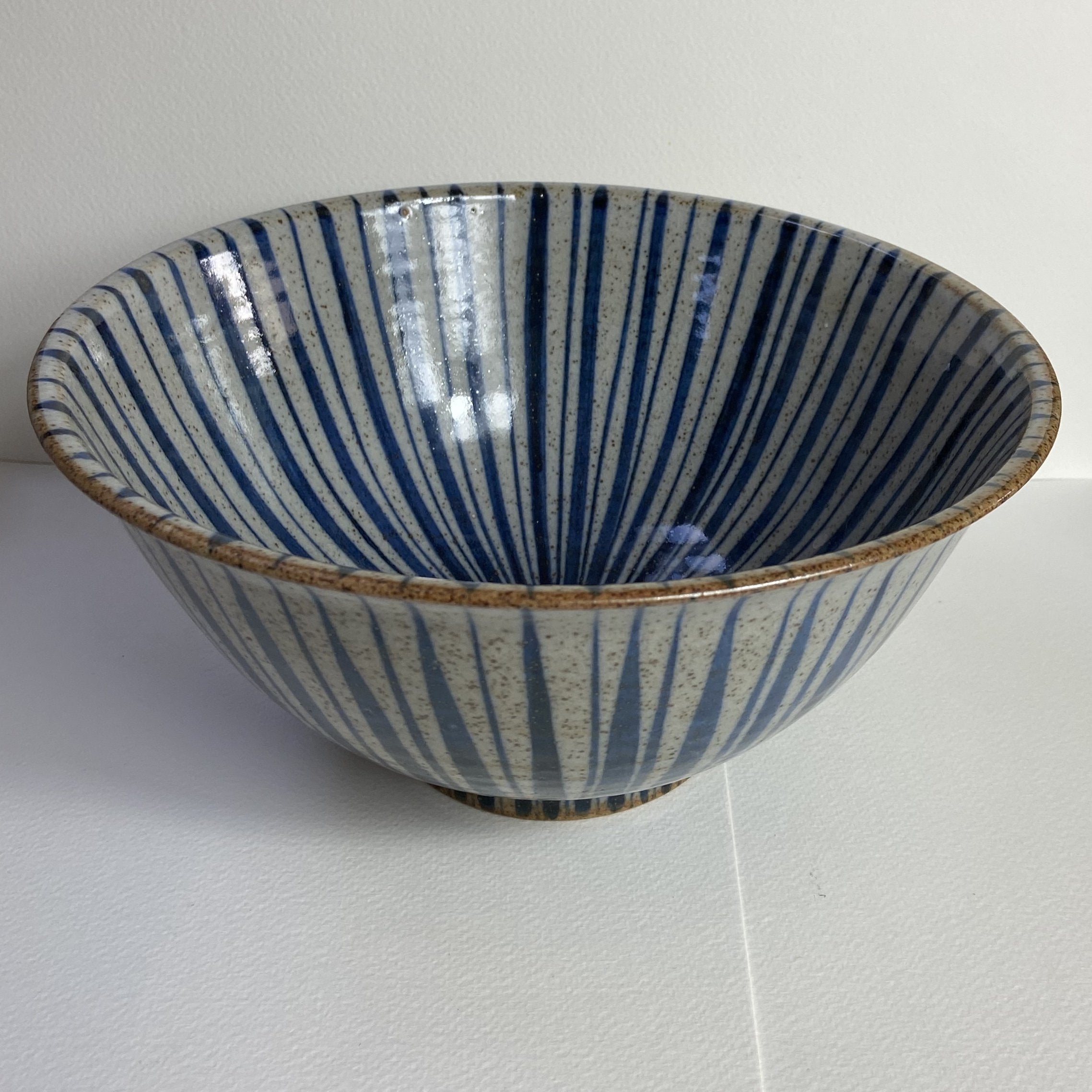 Blue Pinstripe Medium Bowl - The Nancy Smillie Shop - Art, Jewellery & Designer Gifts Glasgow