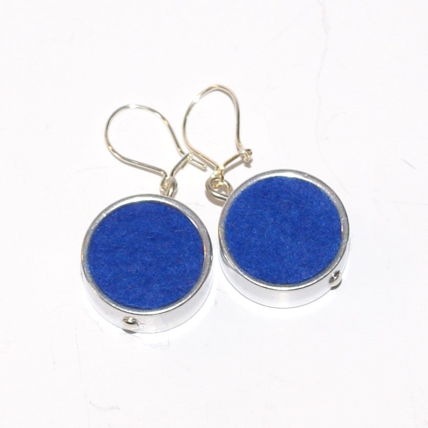 Blue Round Felt Earrings - The Nancy Smillie Shop - Art, Jewellery & Designer Gifts Glasgow
