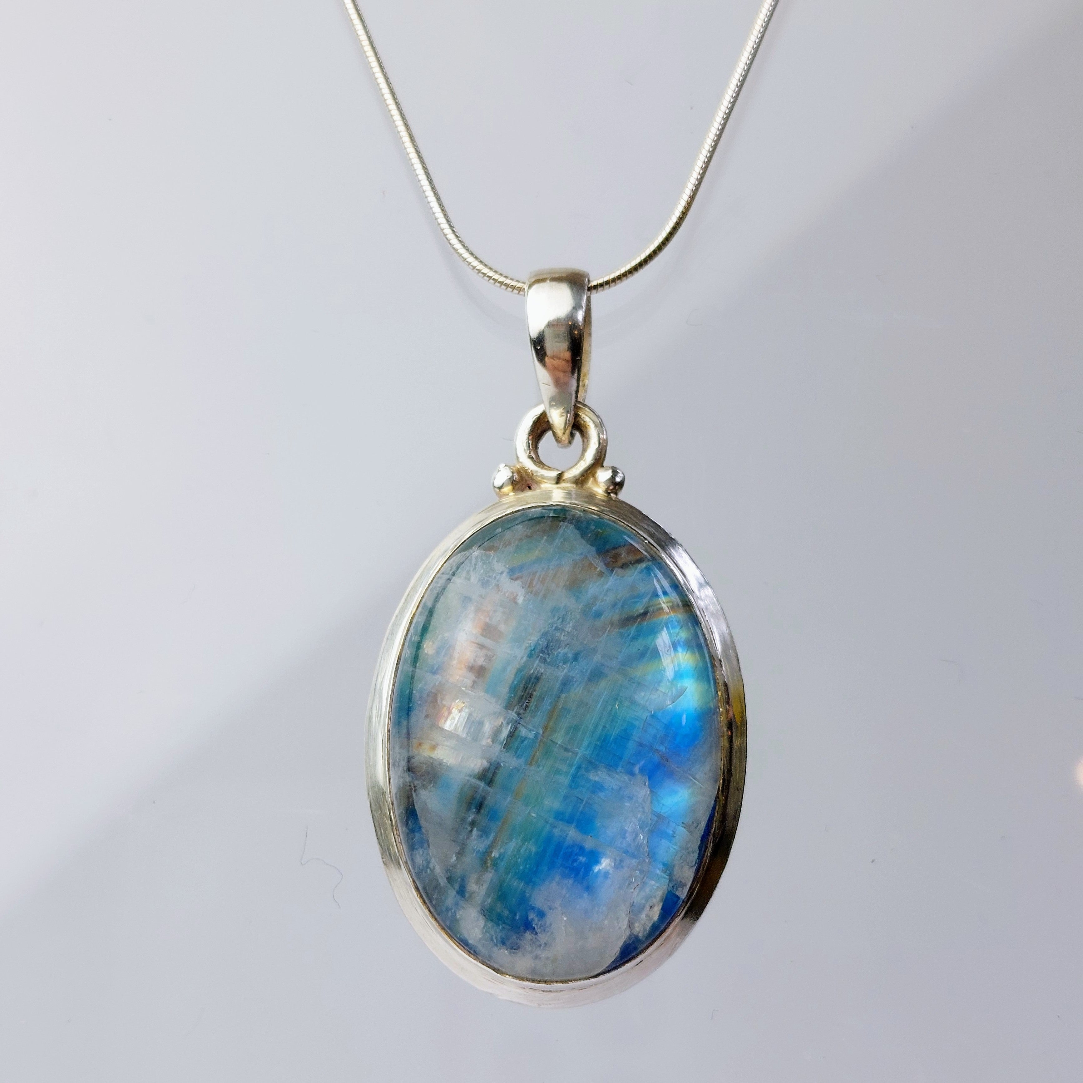 Blue Round Moonstone Pendant - The Nancy Smillie Shop - Art, Jewellery & Designer Gifts Glasgow