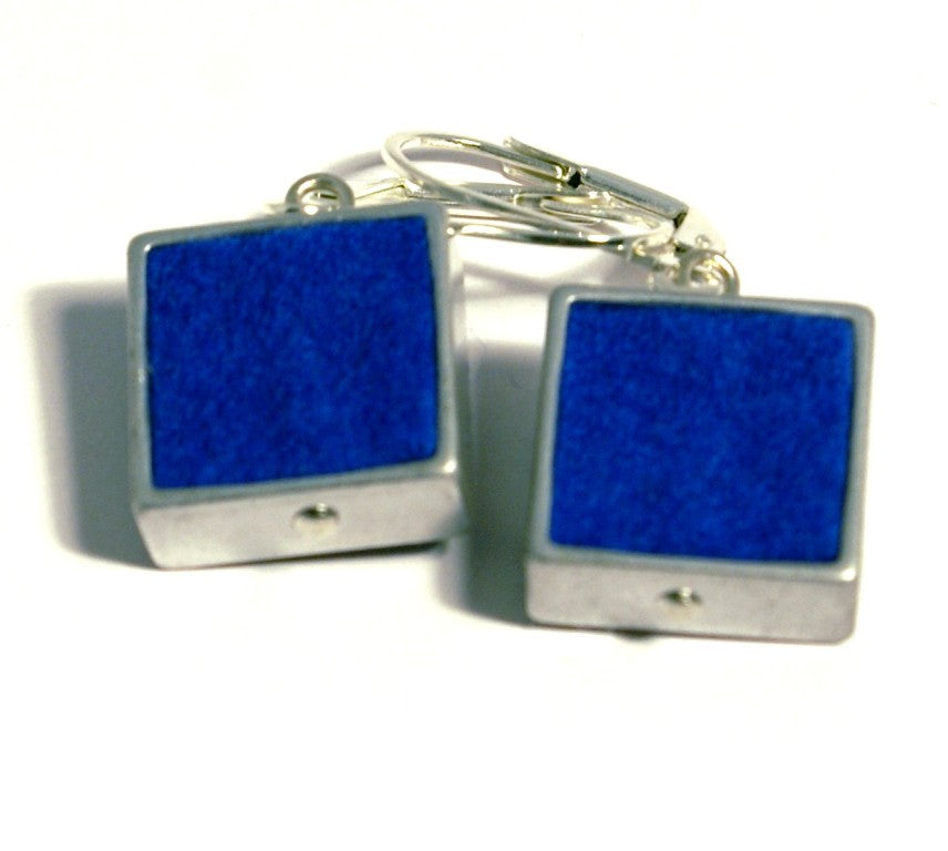Blue Square Felt Earrings - The Nancy Smillie Shop - Art, Jewellery & Designer Gifts Glasgow