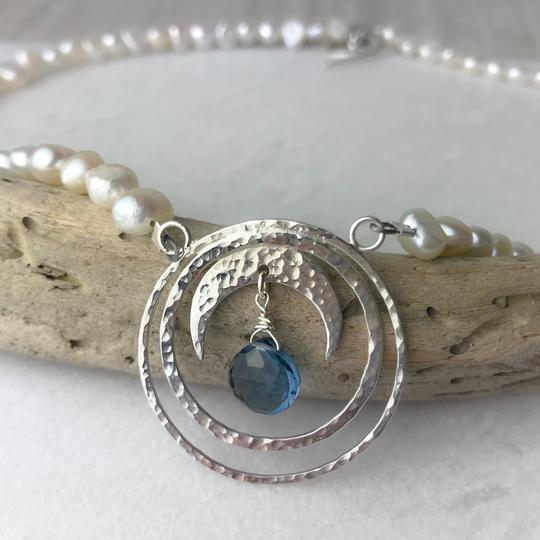 Blue Topaz Crescent Moon Necklace - The Nancy Smillie Shop - Art, Jewellery & Designer Gifts Glasgow