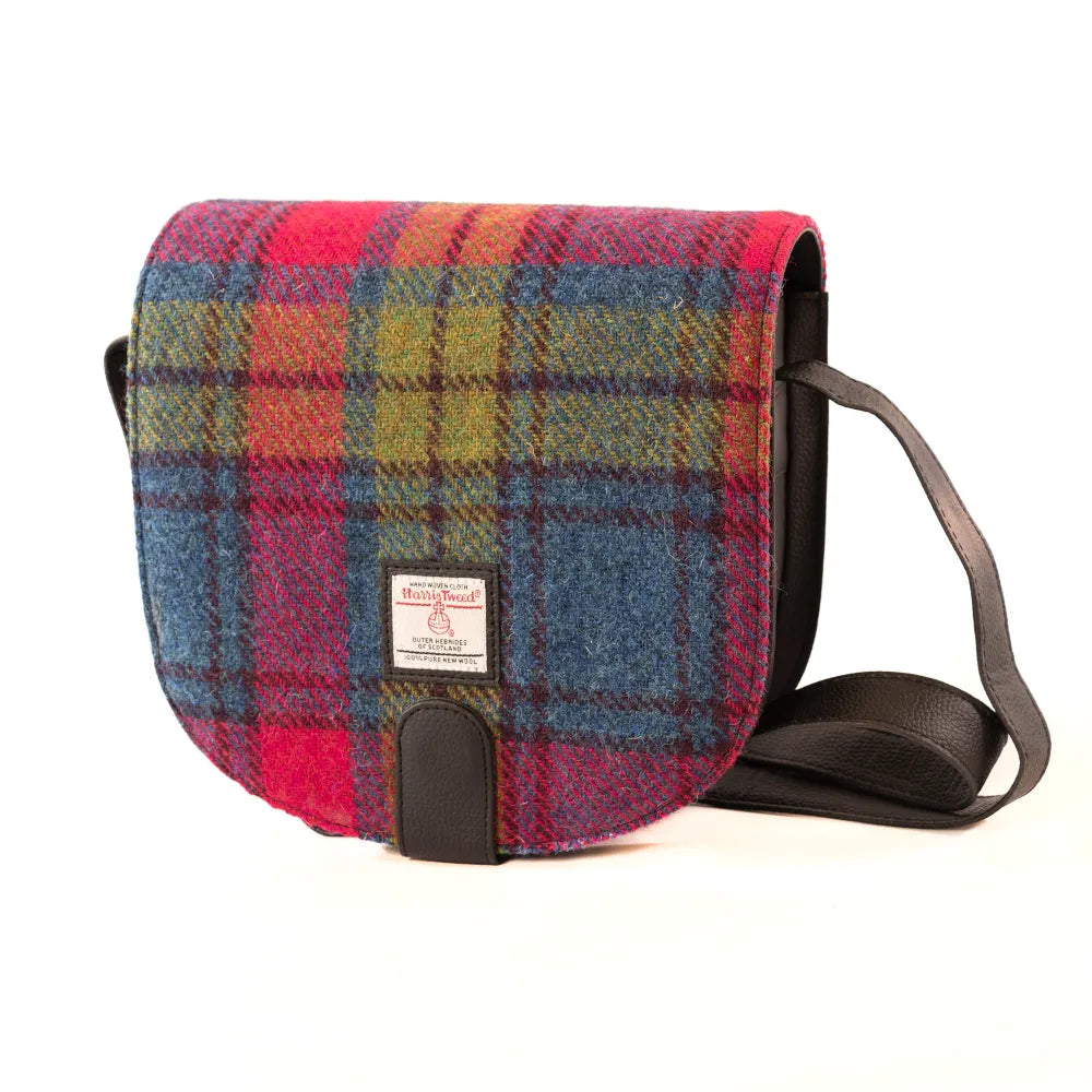 Blue/Pink Check Cross Body Bag - The Nancy Smillie Shop - Art, Jewellery & Designer Gifts Glasgow