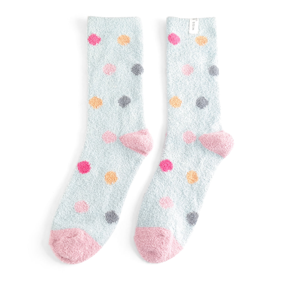 Blue Spots Fluffy Socks