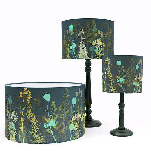 Dark teal Botanic Hedge 40cm ceiling lampshade with floral print