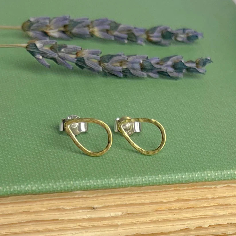 Brass Teardrop Stud Earrings - Jewellery - Scotland