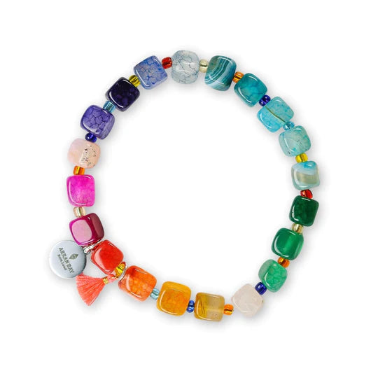 Bright Agate Cube & Crystal Bracelet - The Nancy Smillie Shop - Art, Jewellery & Designer Gifts Glasgow