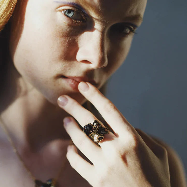 Bronze Burgundy and Montana Crystal ring - Jewellery - Scotland