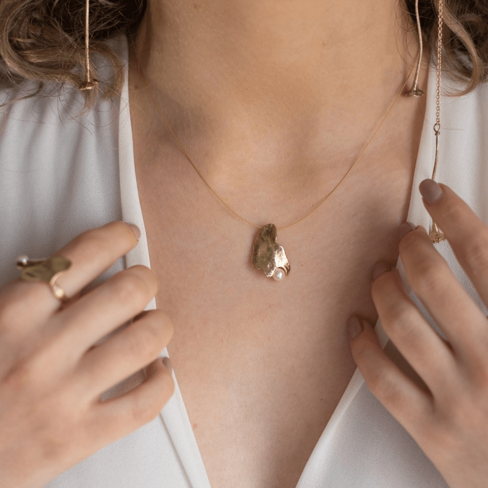 Bronze & Pearl Necklace - The Nancy Smillie Shop - Art, Jewellery & Designer Gifts Glasgow