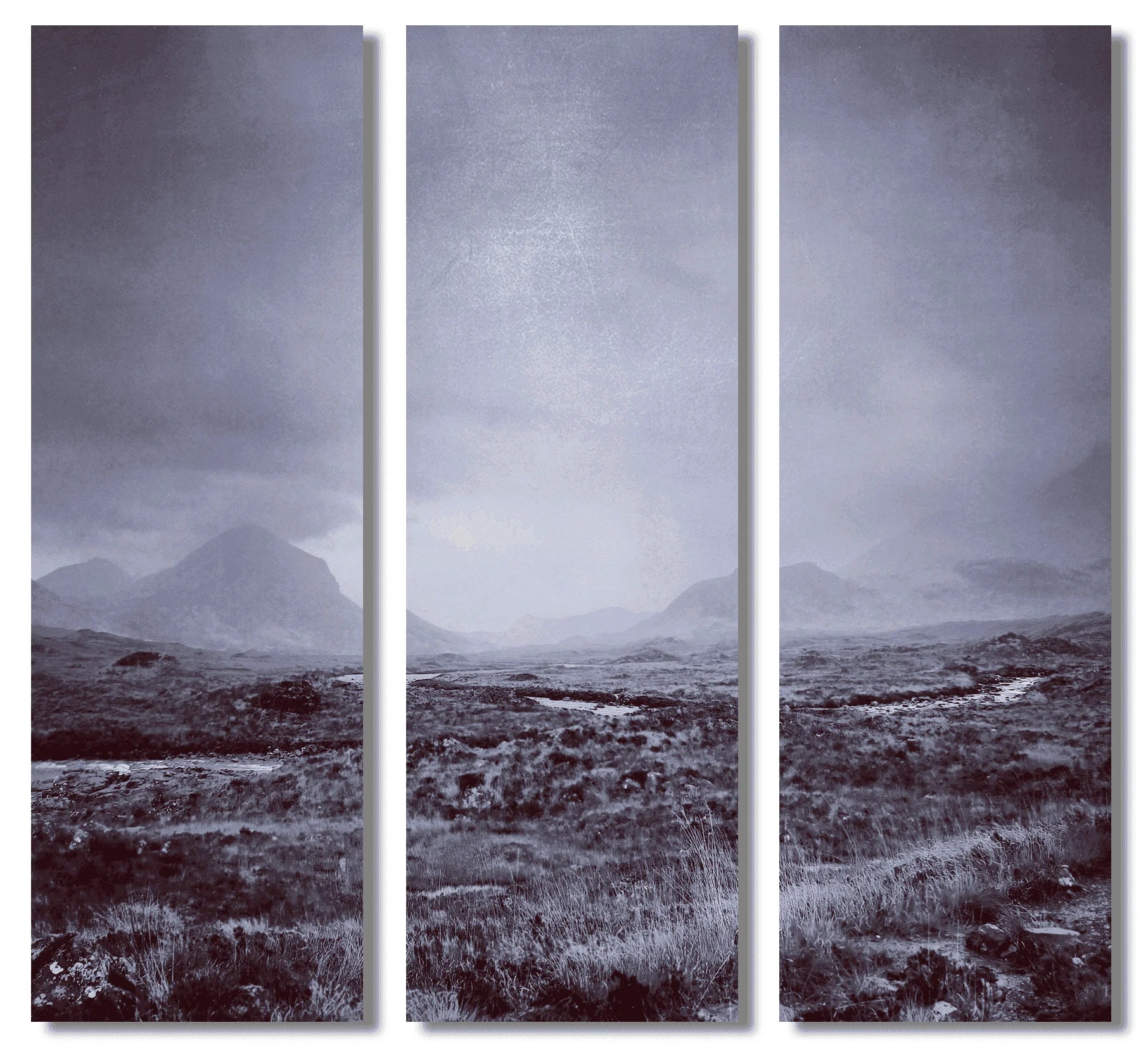 A Brooding Cuillin Skye Triptych  | Statement Interior Wall Art from Scotland
