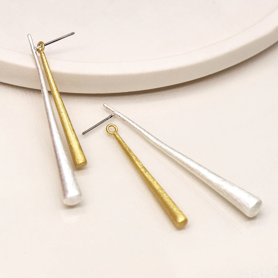 Brushed Silver/Gold Drop Earrings - Jewellery - Scotland