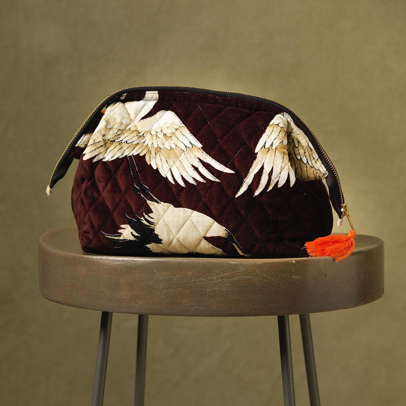 Burgundy Velvet Stork Pouch - The Nancy Smillie Shop - Art, Jewellery & Designer Gifts Glasgow