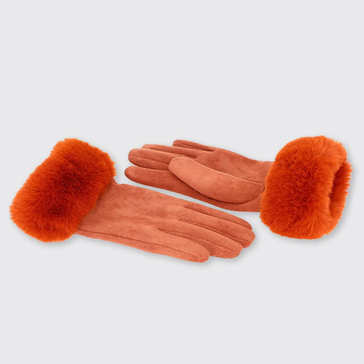 Burnt Orange Carla Gloves with Fur Edge | The Nancy Smillie Shop - Art, Jewellery & Designer Gifts Glasgow Scotland