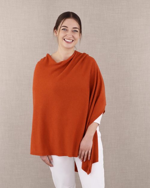 Burnt Orange Cashmere Blend Poncho - The Nancy Smillie Shop - Art, Jewellery & Designer Gifts Glasgow