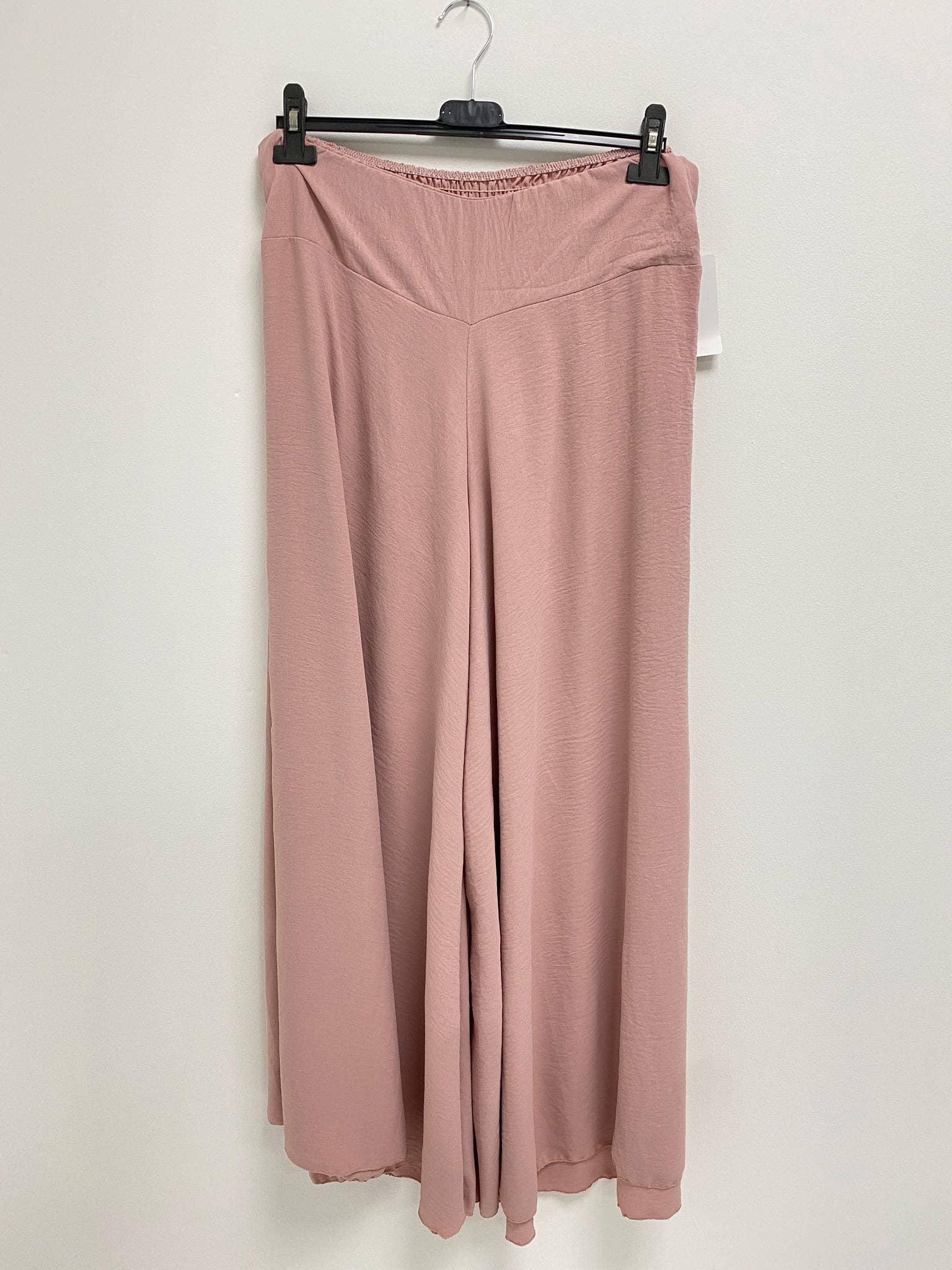 Italian Plain Palazzo Trousers: Beige / One Size (UK 10-24)