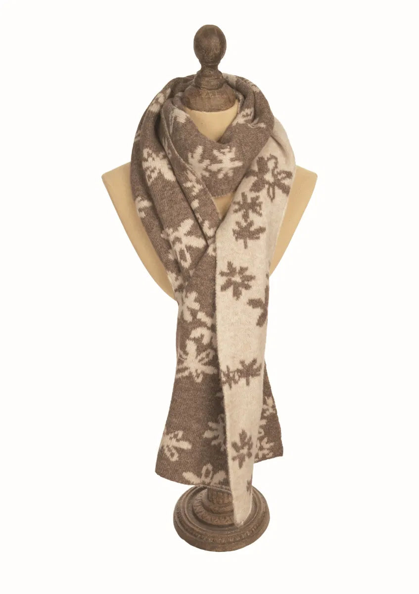 Cappuccino/Winter White Flower Scarf - Scarves! - Scotland