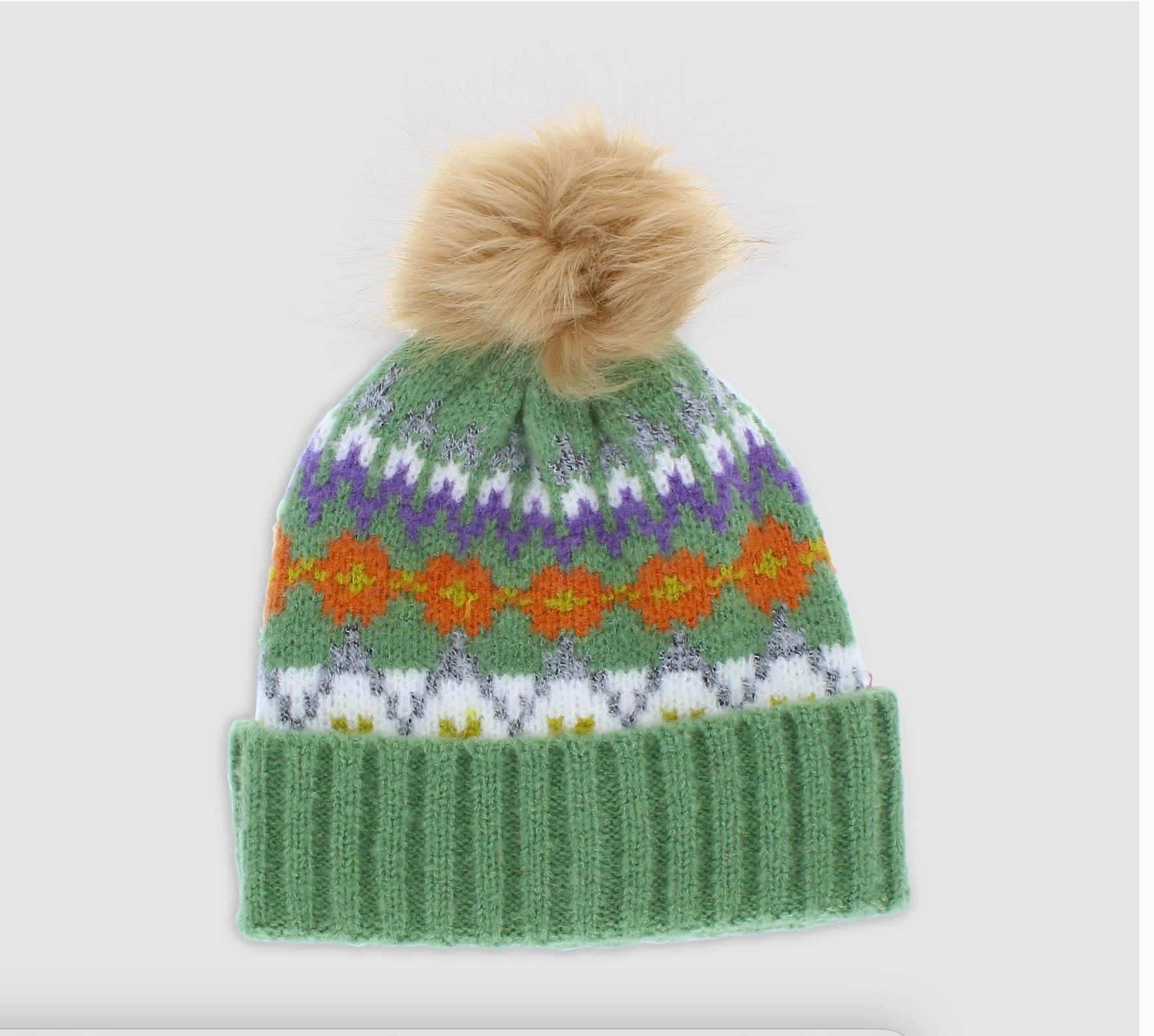 Carla Bobble Hat - Green - Hats - Scotland