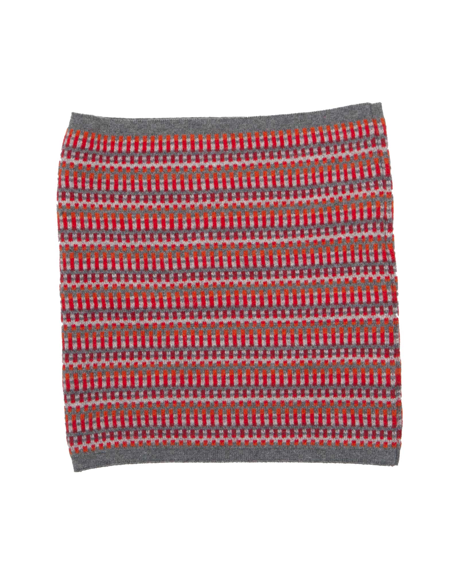 Cashmere Blend Geo Snood: Royal Blue and Burnt Orange Denim - ALL ITEMS - Scotland