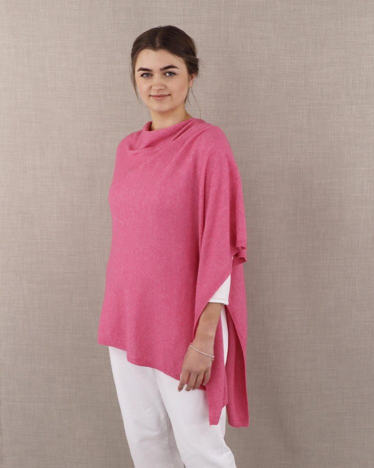Cashmere Rose Pink Cashmere Blend Poncho - The Nancy Smillie Shop - Art, Jewellery & Designer Gifts Glasgow