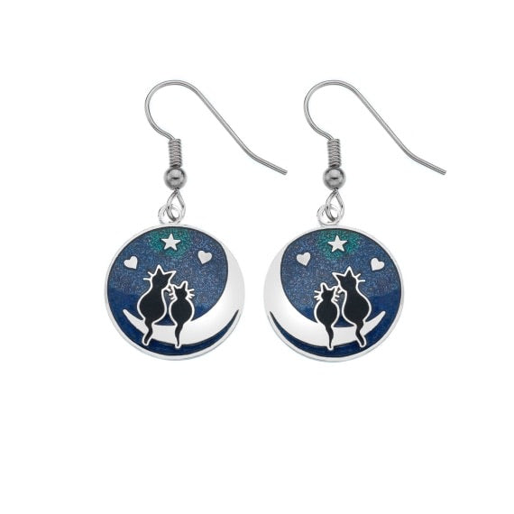 Cat & Moon Earrings - The Nancy Smillie Shop - Art, Jewellery & Designer Gifts Glasgow