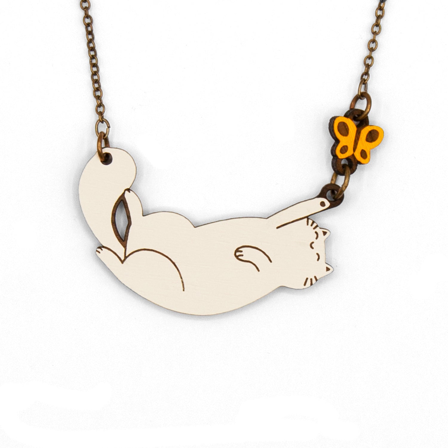 Cat with Butterfly Necklace - The Nancy Smillie Shop - Art, Jewellery & Designer Gifts Glasgow