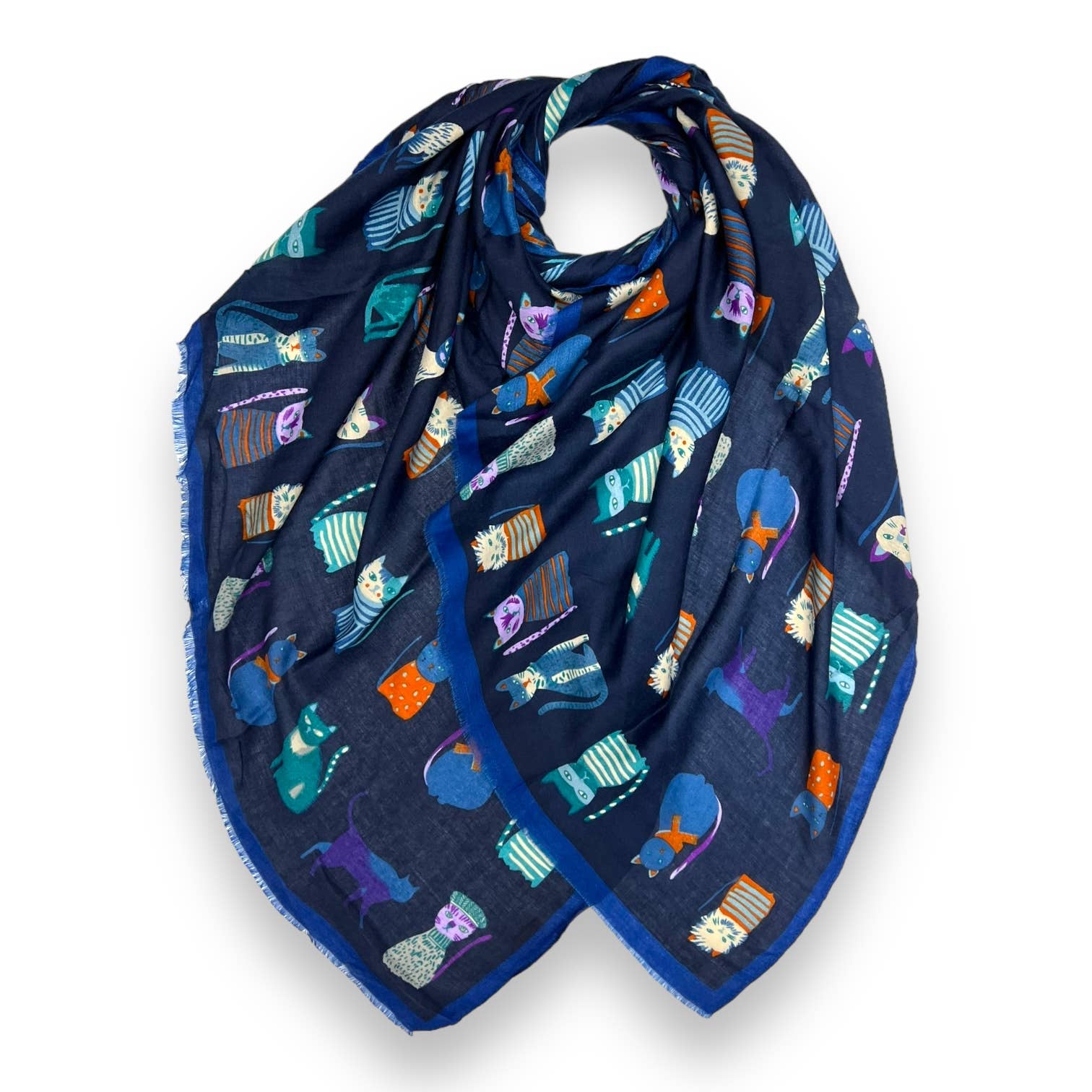 Cat with costumes print: Navy - The Nancy Smillie Shop - Art, Jewellery & Designer Gifts Glasgow