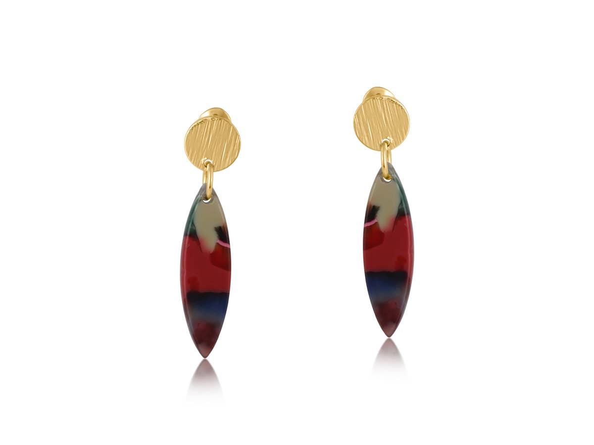 Camille Metal and Resin Dangle Earrings: BLACK BLUE GREEN