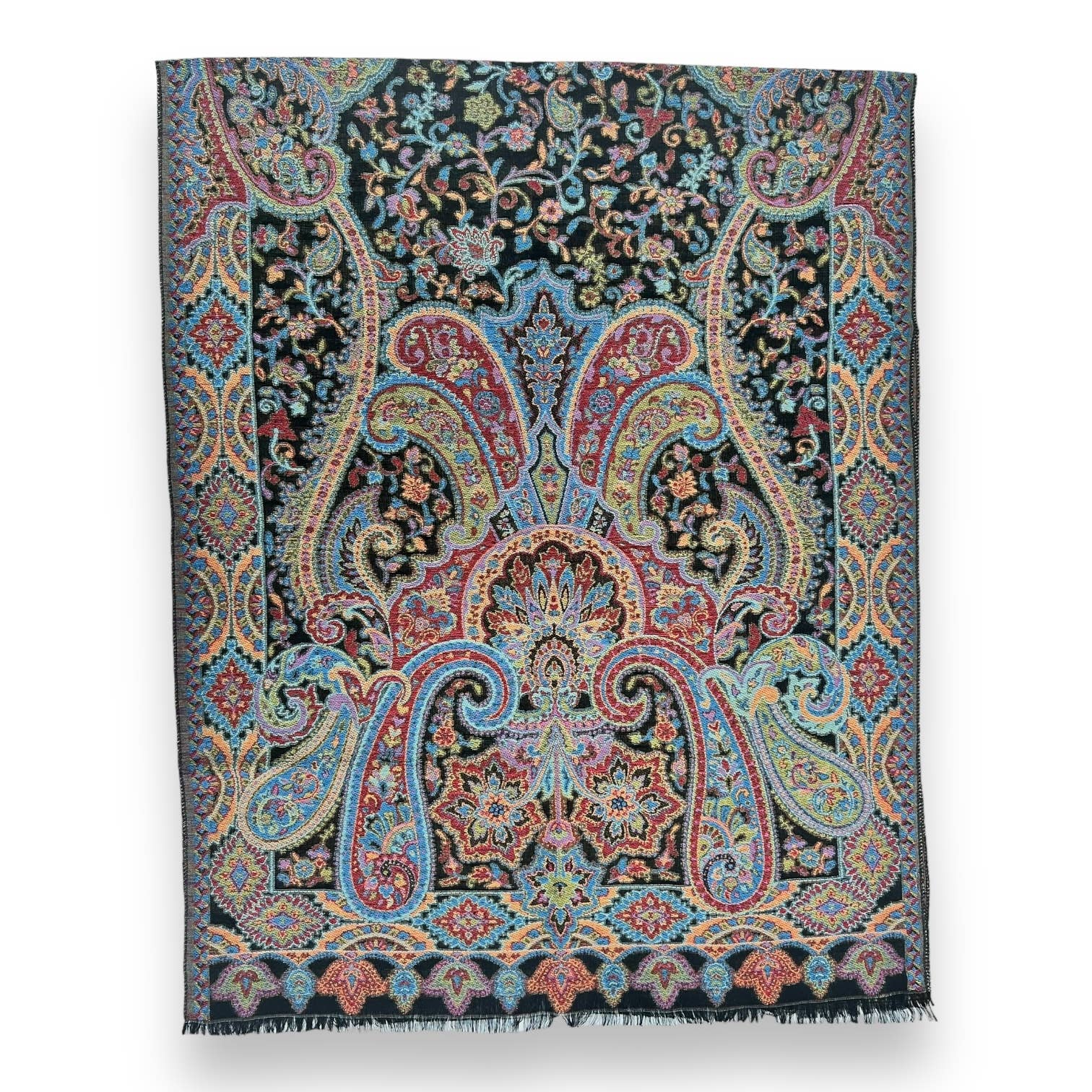Premium pashmina with paisley print: Black Multi | The Nancy Smillie Shop - Art, Jewellery & Designer Gifts Glasgow Scotland