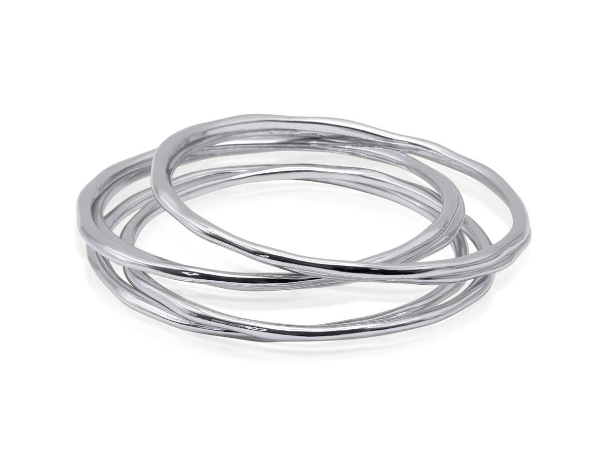 Bahia Textured Set of Bangle Bracelets: Gold