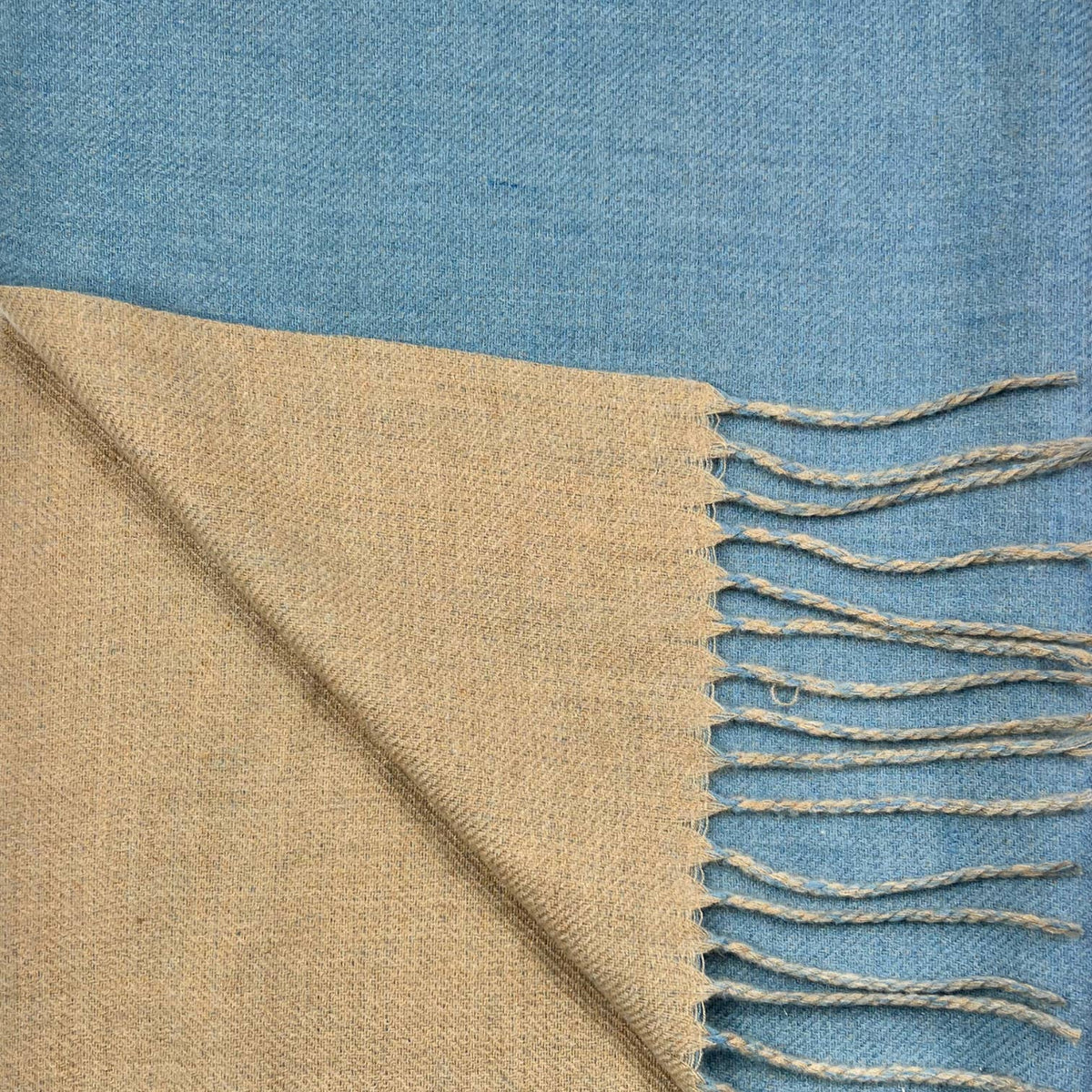 Reversible two tone coloured plain cashmere blend scarf: Brown