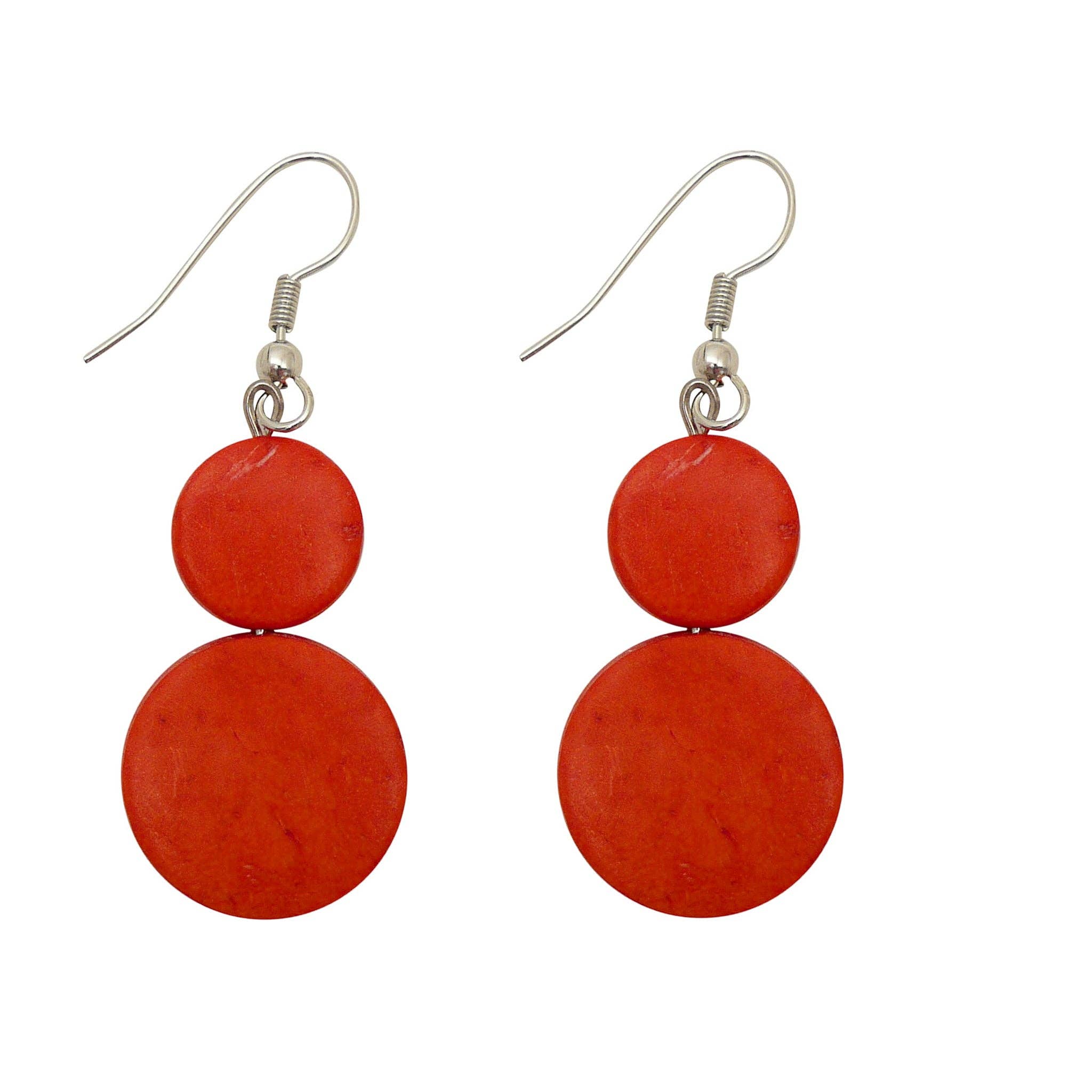 Orange circle drop earrings