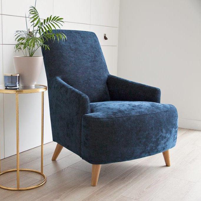 Chair in Petrol Blue Velvet - The Nancy Smillie Shop - Art, Jewellery & Designer Gifts Glasgow