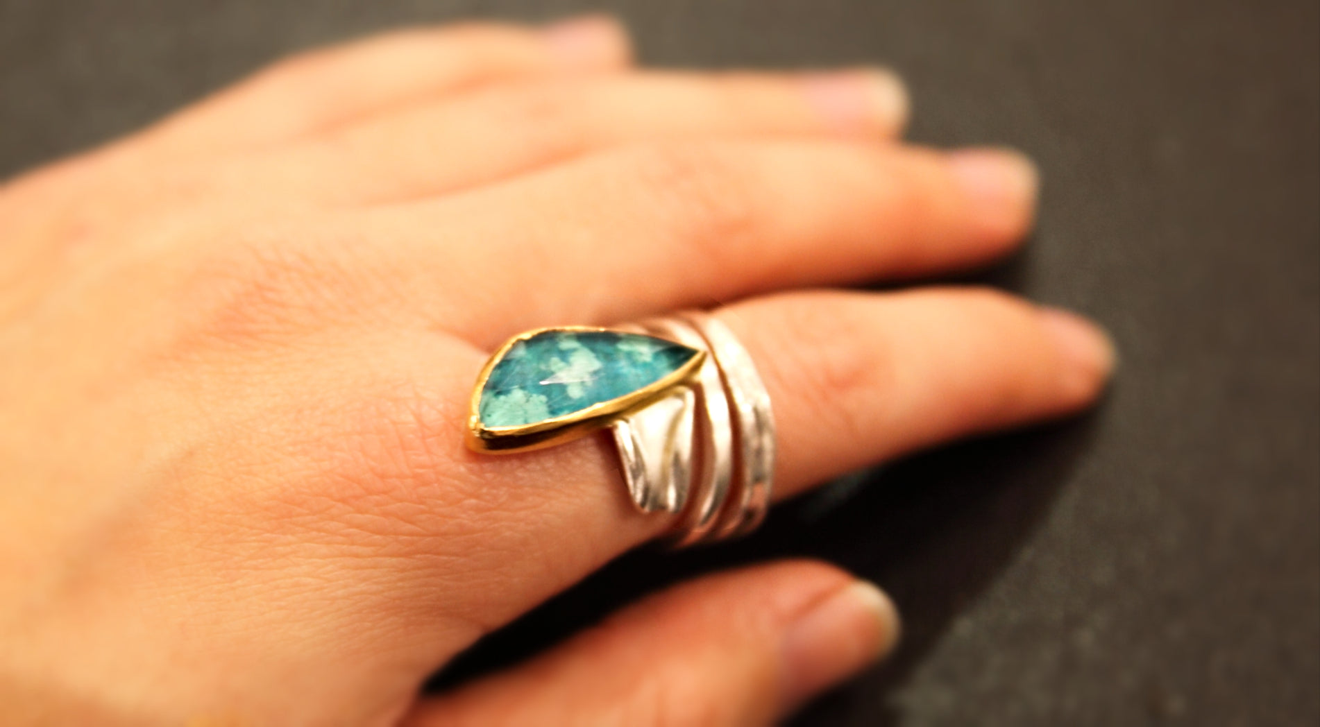 Chrysocolla Natural Gemstone Ring - The Nancy Smillie Shop - Art, Jewellery & Designer Gifts Glasgow