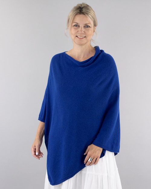 Royal Blue Cashmere Blend Poncho - The Nancy Smillie Shop - Art, Jewellery & Designer Gifts Glasgow
