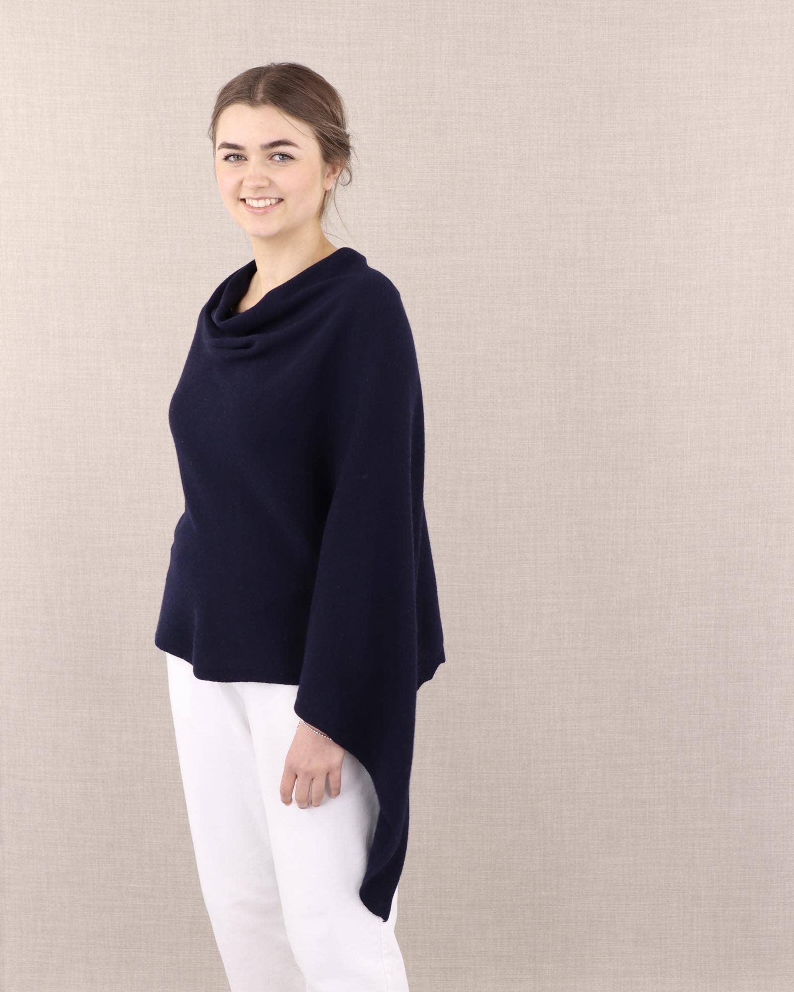 Classic Cashmere Blend Poncho: Silver | The Nancy Smillie Shop - Art, Jewellery & Designer Gifts Glasgow Scotland