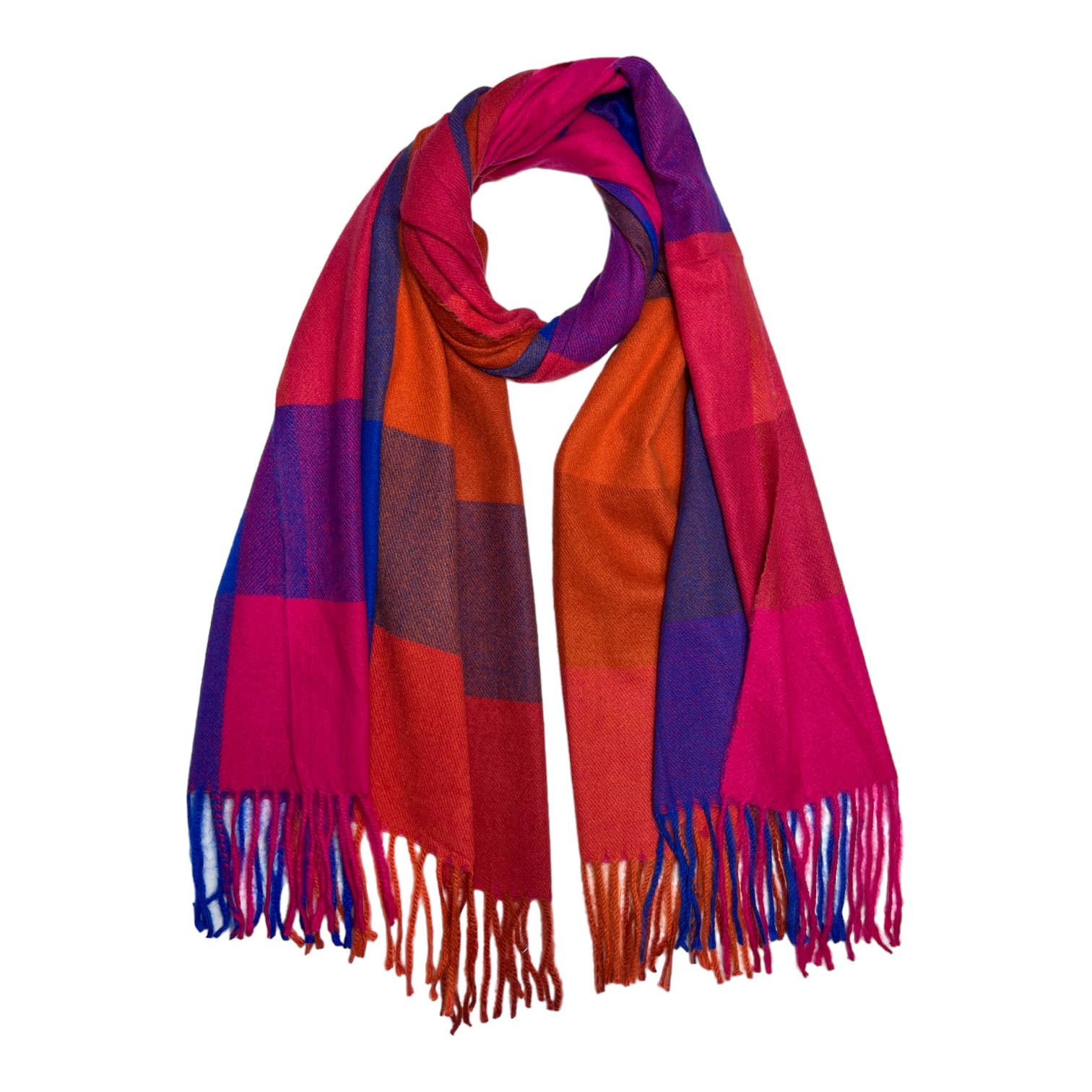 Classic colourful woolmix check scarf with tassels: Festive - The Nancy Smillie Shop - Art, Jewellery & Designer Gifts Glasgow