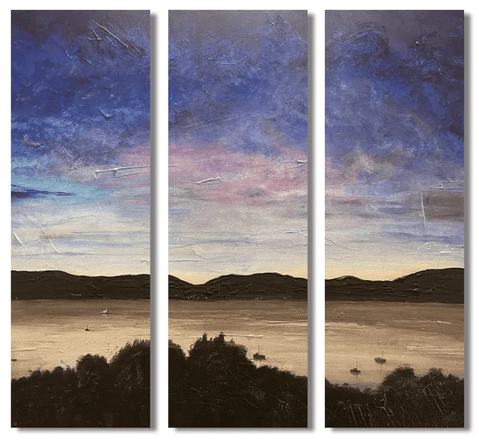 Clyde Twilight Triptych | Statement Interior Wall Art from Scotland - All Prints