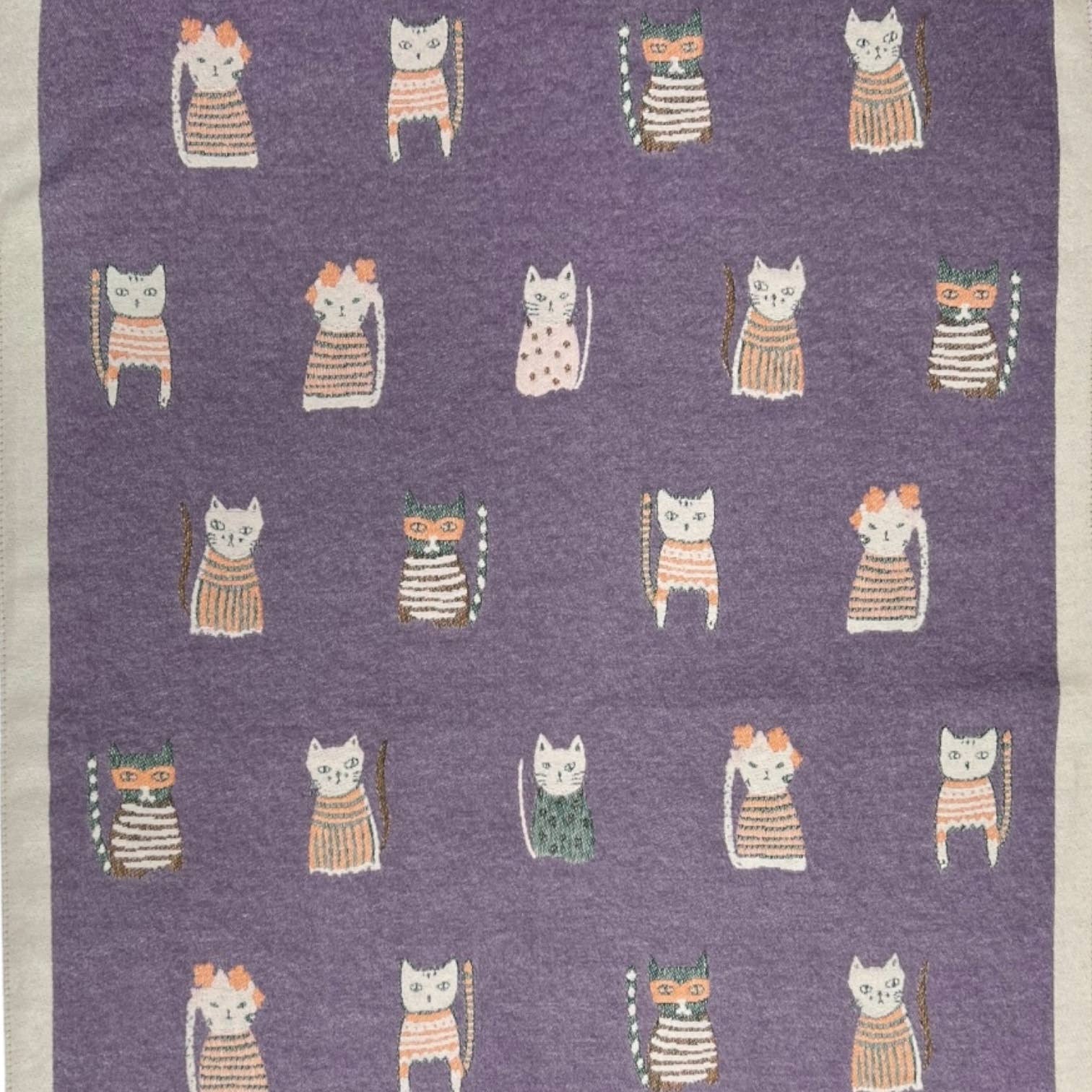 Colourful Cats prints on reversible Wool blend scarf: Khaki - Scarves! - Scotland