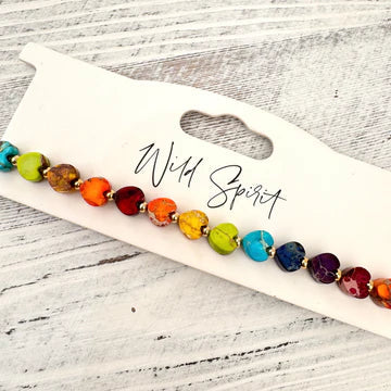 Colourful Jasper Mini Heart Bracelet - Jewellery - Scotland