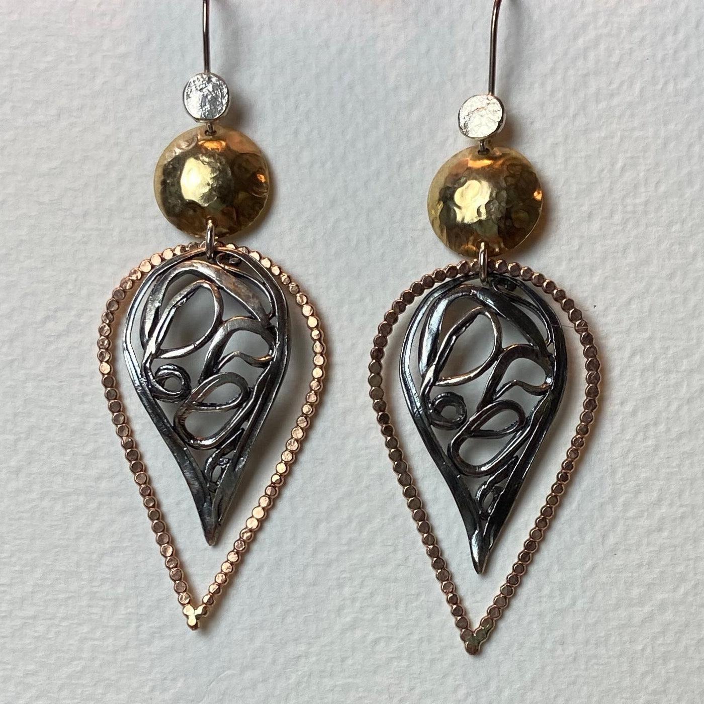 Copper Gold and Silver Earrings - The Nancy Smillie Shop - Art, Jewellery & Designer Gifts Glasgow