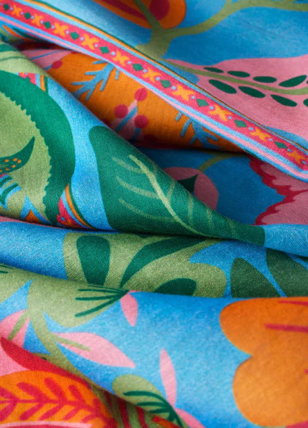 Cornflower Floral Cotton Scarf