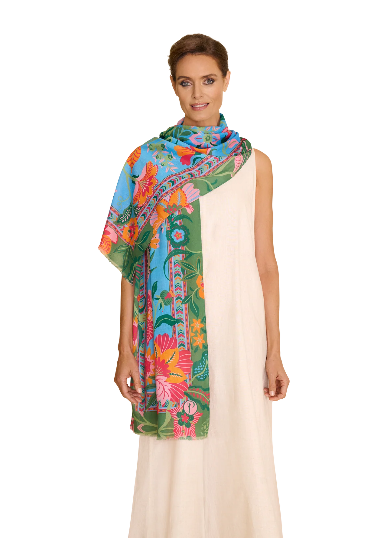 Cornflower Floral Cotton Scarf