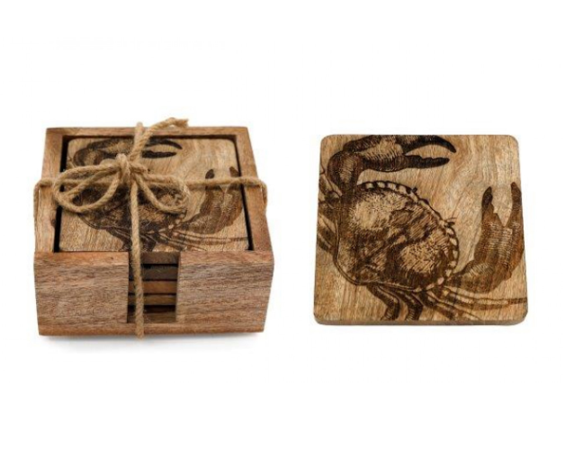 Set of 4 Engraved Crab Coasters