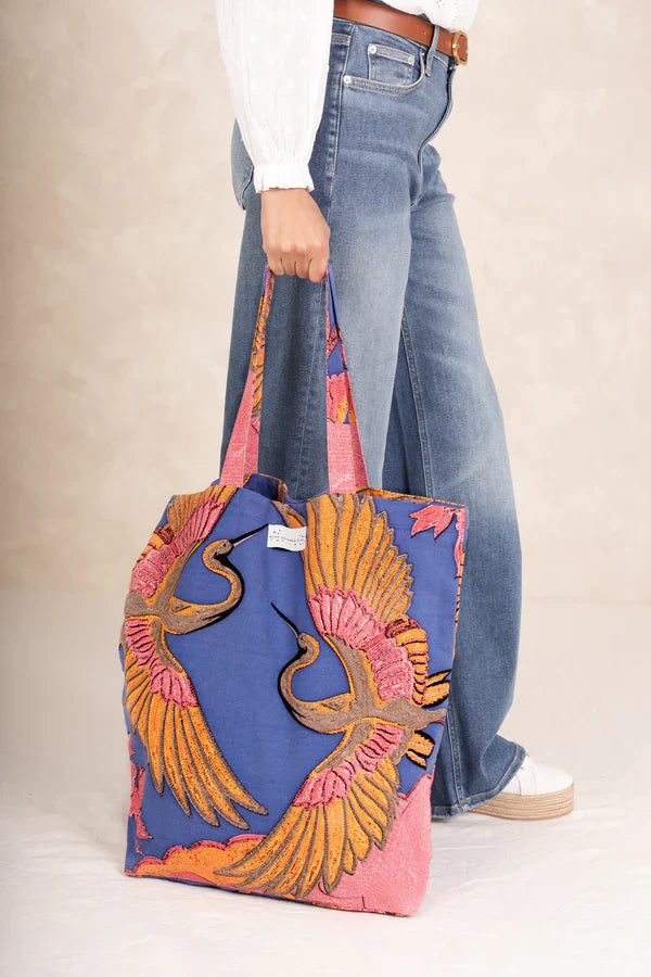 Crane Cobalt Canvas Bag - Reversible Clutch Shoulder Camera - Bags of Bags! - Scotland